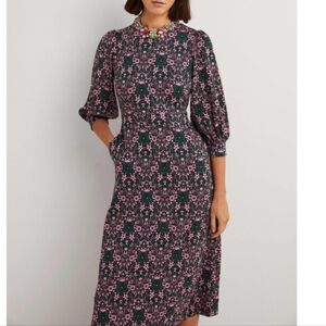 Boden MidiBoden Blouson Sleeve Jacquard Dress 20/22